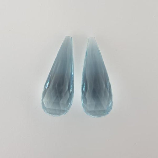 25.82ct Pair of Briolette Cut Aquamarines 27.5x10.5mm - Dynagem 