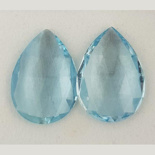 21.62ct Pair of Briolette Cut Pear Shape Aquamarines 21x15mm - Dynagem 