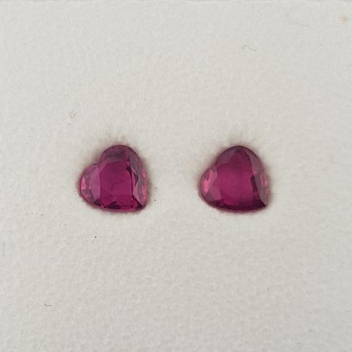 0.98ct Pair of Heart Shape Rubies 4.6x4.6mm - Dynagem 
