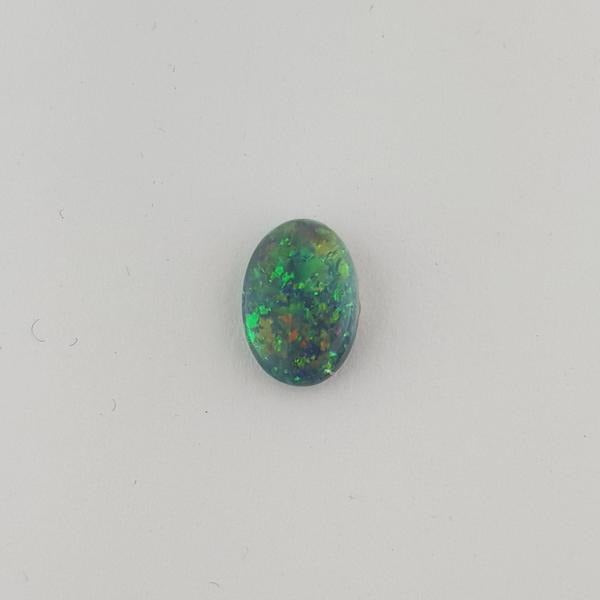1.23ct Round Cabochon Semi-Black Opal 9.8x6.9mm - Dynagem 
