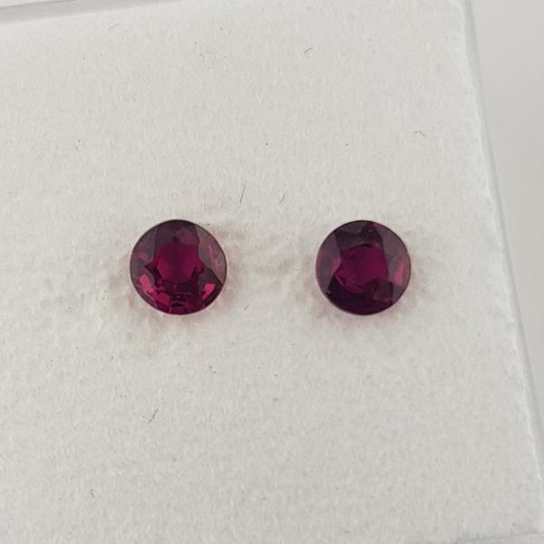 0.66ct Pair of Round Faceted Rubies 3.8mm - Dynagem 