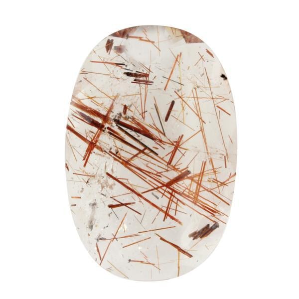 18.17ct Oval Faceted Red Rutilated Quartz Slice 30x20mm - Dynagem 