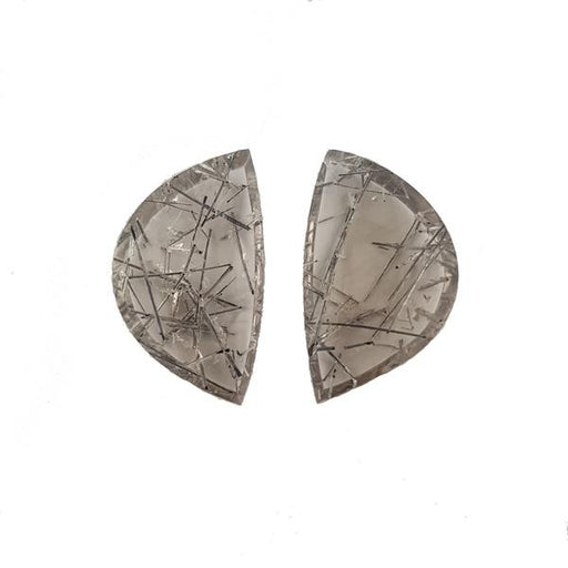 31.5ct Pair of Fancy Cut Tourmalinated Quartz 26.5x15.5mm - Dynagem 
