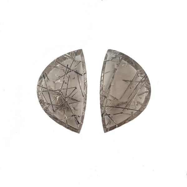 31.5ct Pair of Fancy Cut Tourmalinated Quartz 26.5x15.5mm - Dynagem 