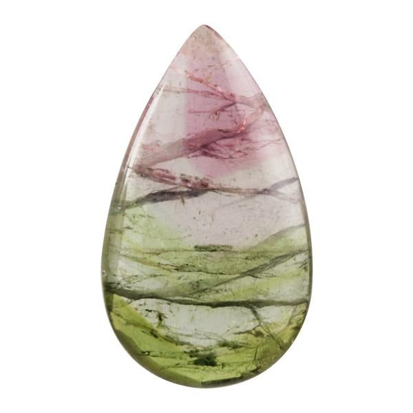 13.79ct Cabochon Pear Shape Watermelon Tourmaline 26x15mm - Dynagem 