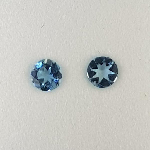 0.53ct Pair of Round Faceted Aquamarines 4.5mm - Dynagem 