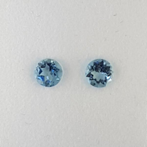 0.58ct Pair of Round Faceted Aquamarines 4.5mm - Dynagem 