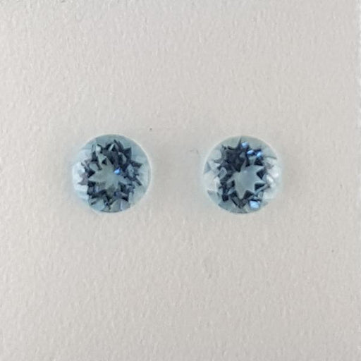 1.01ct Pair of Round Faceted Aquamarines 5.1mm - Dynagem 