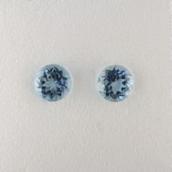 1.01ct Pair of Round Faceted Aquamarines 5.1mm - Dynagem 