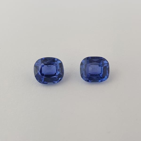1.82ct Pair of Cushion Cut Sapphires 5.8x5.1mm - Dynagem 