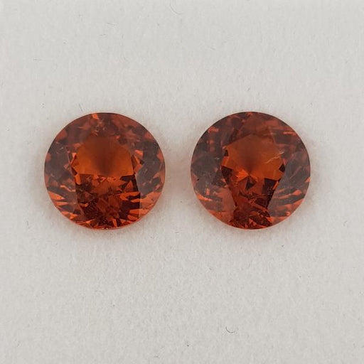 5.78ct Pair of Round Faceted Spessartite Garnets 9mm - Dynagem 
