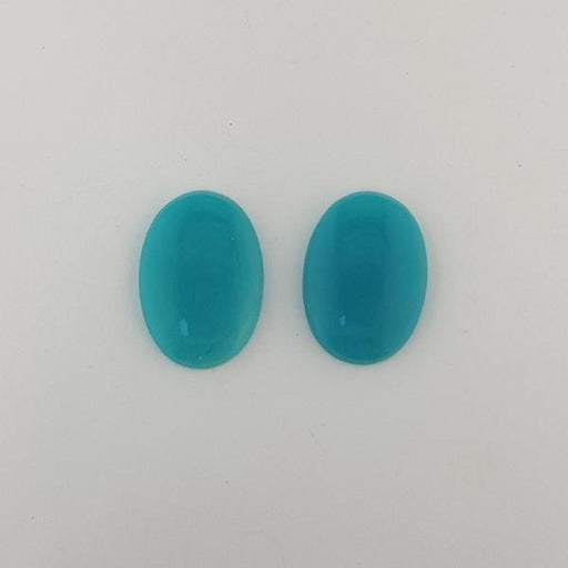 24.44ct Pair of Oval Cabochon Slice Chrysocolla - Gem Silica 22.8x16.7mm - Dynagem 