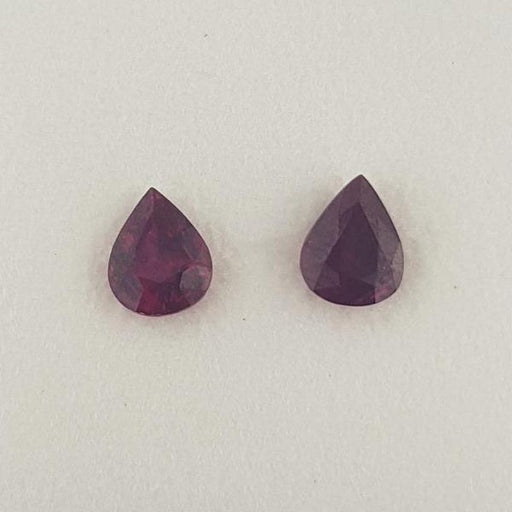 1.38ct Pair of Pear Shape Rubies 5.8x4.6mm - Dynagem 