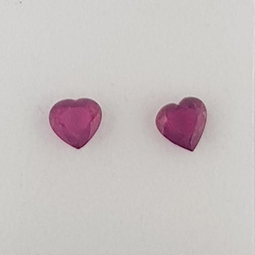 1.05ct Pair of Heart Shape Rubies 5x4.8mm - Dynagem 