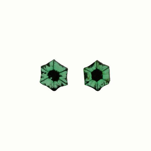 3.51ct Pair of Trapiche Emerald Slices 9mm - Dynagem 