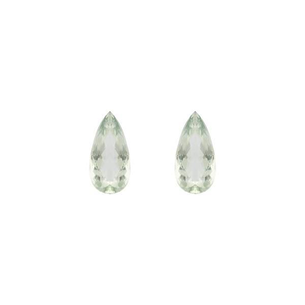 17.88ct Pair Of Checkerboard Cut Pear Shape Green Quartz 20x10mm - Dynagem 