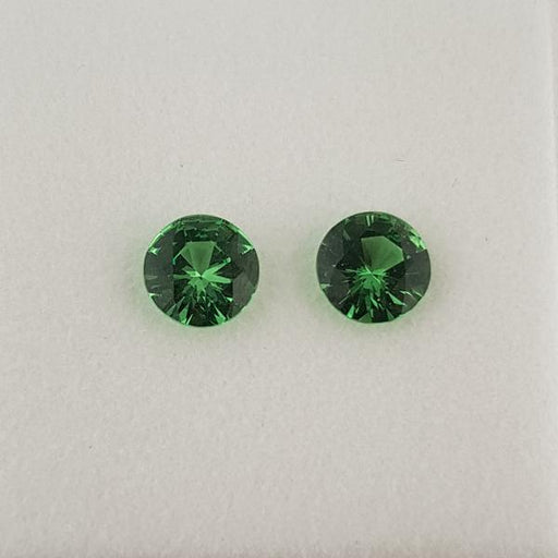 1.60ct Pair of Round Faceted Tsavorite Garnets 6mm - Dynagem 