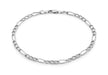 9ct White Gold Diamond Cut 80 Figaro Anklet 24m/9.5"9