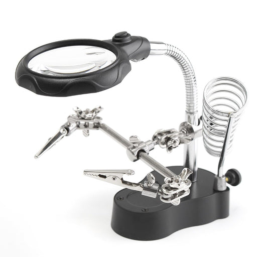 Soldering Stand With LED Light Magnifier - Dynagem 