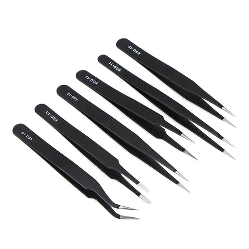 6pcs/Stainless Steel Anti-Static Tweezers - Dynagem 