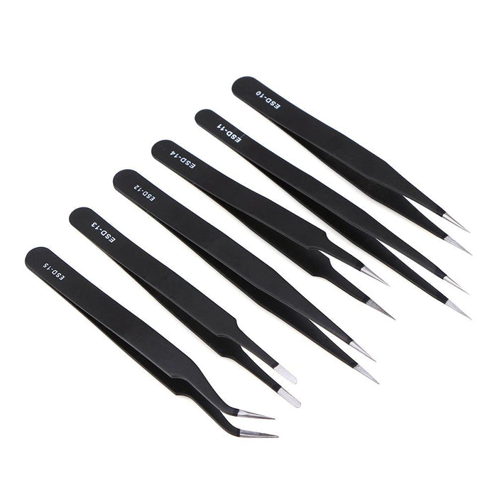 6pcs/Stainless Steel Anti-Static Tweezers - Dynagem 