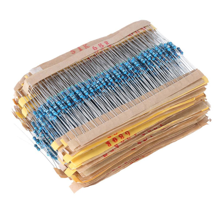 2000pcs 1/4W 100 Values 1 ohm to 1M ohm Metal Film Resistors Assortment Kit Electronic Components - Dynagem 