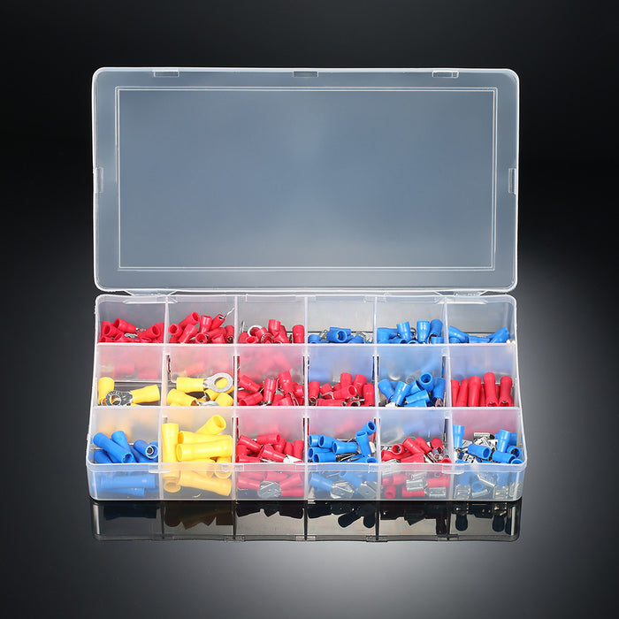 300PCS Assorted Insulated Electrical Wire Crimp Terminals 18 Kinds Copper Crimp Cable Connector Kit Spade Butt Set