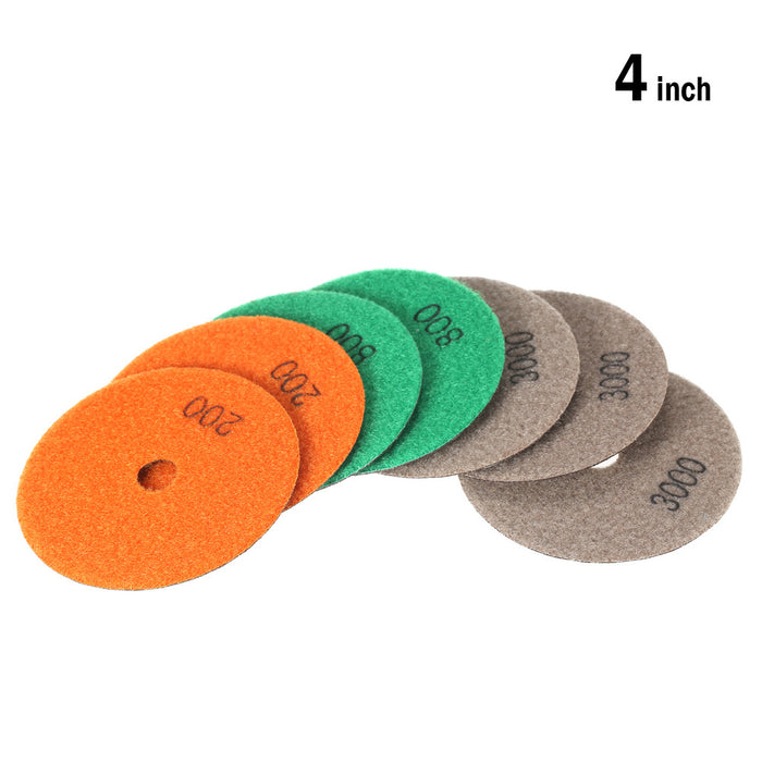 7pcs/Set 4" Diamond Dry Polishing Pads Grinding Disc for Granite Marble Stone Ceramic Tiles