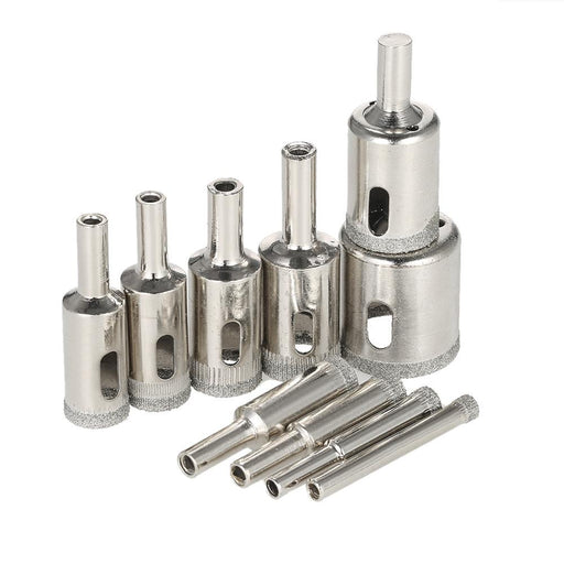 10PCS 6-30mm Glass Hole Saw Kit Diamond Coated Core Hole Saw Marble Drill Bit Tile Ceramic Glass Porcelain Drilling - Dynagem 