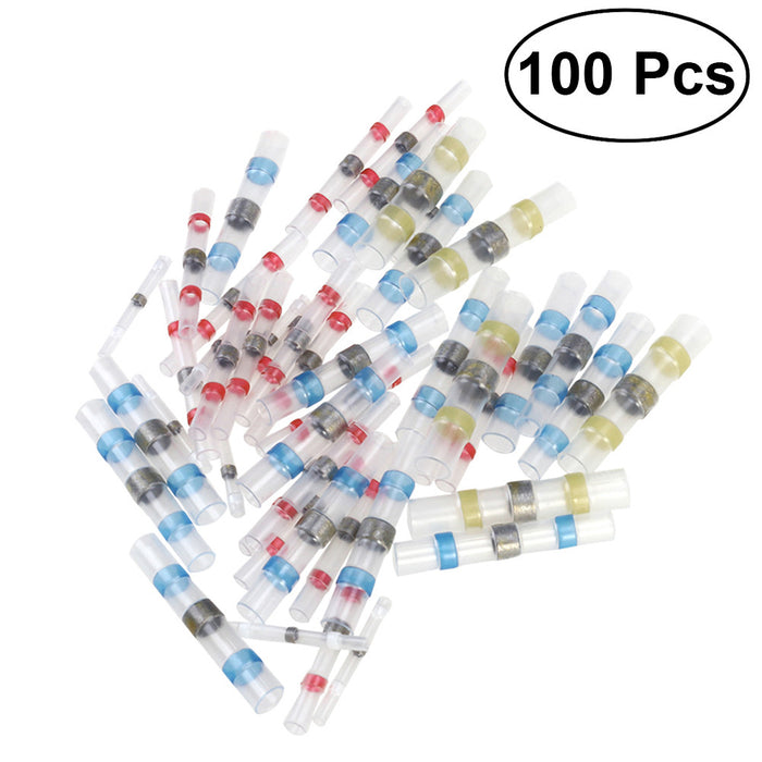 100pcs 4 Sizes Solder Seal Heat Shrink Wire Connector Kit Waterproof Connector Set with Case (35Red 30Blue 25White 10Yellow)