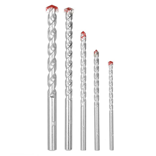 5pcs 4-10mm Rotary Masonry Drill Bits Set YG8 Galvanized Drills Round Shank Spiral Flute for Drilling Concrete Brick Tile - Dynagem 