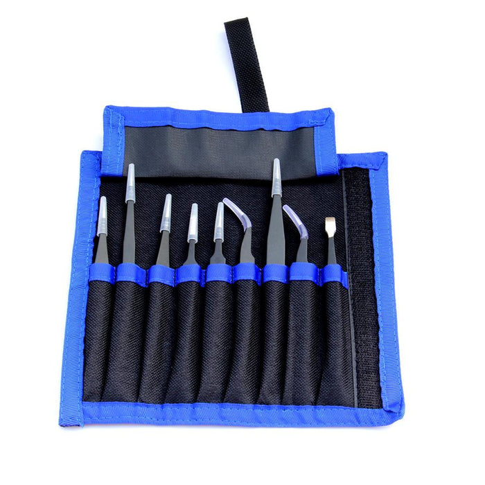 Anti-static Stainless Steel Precision Jewelry-making Tweezers Kit with Bag for Electronics - Dynagem 