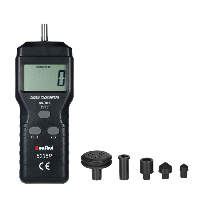 RuoShui Digital Tachometer Handheld Contact Motor Tachometer LCD Speedometer Tach RPM Meter Wide Measuring Rang 0.5～19999rpm