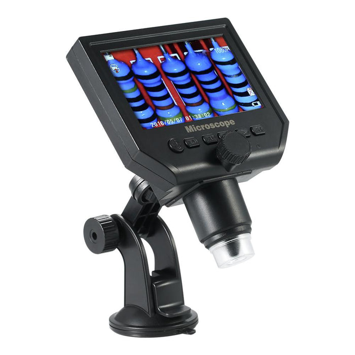 600X 4.3" LCD Display 3.6MP Electronic Digital Video Microscope Portable LED Magnifier for Maintenance QC/Industrial/Collection Inspection with ABS Stand Built-in Rechargeable Lithium Battery - Dynagem 