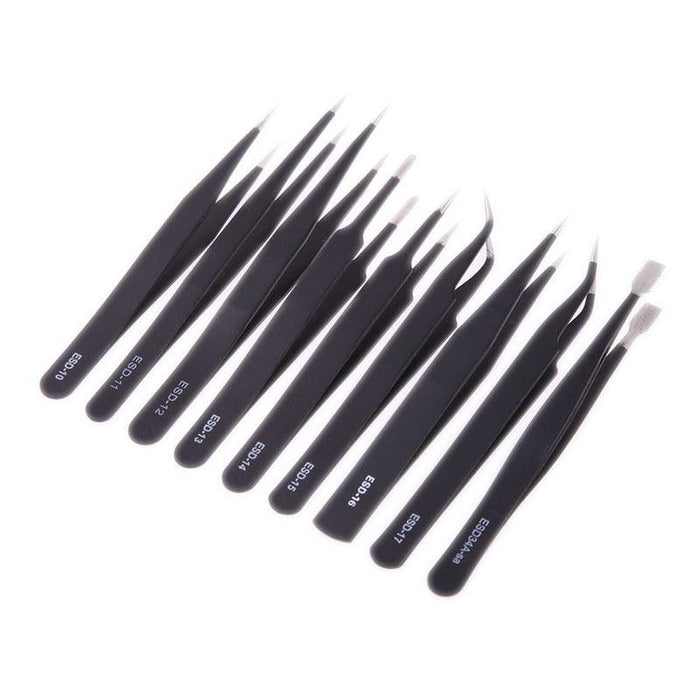 9pcs  Anti-static Stainless Steel Tweezers - Dynagem 